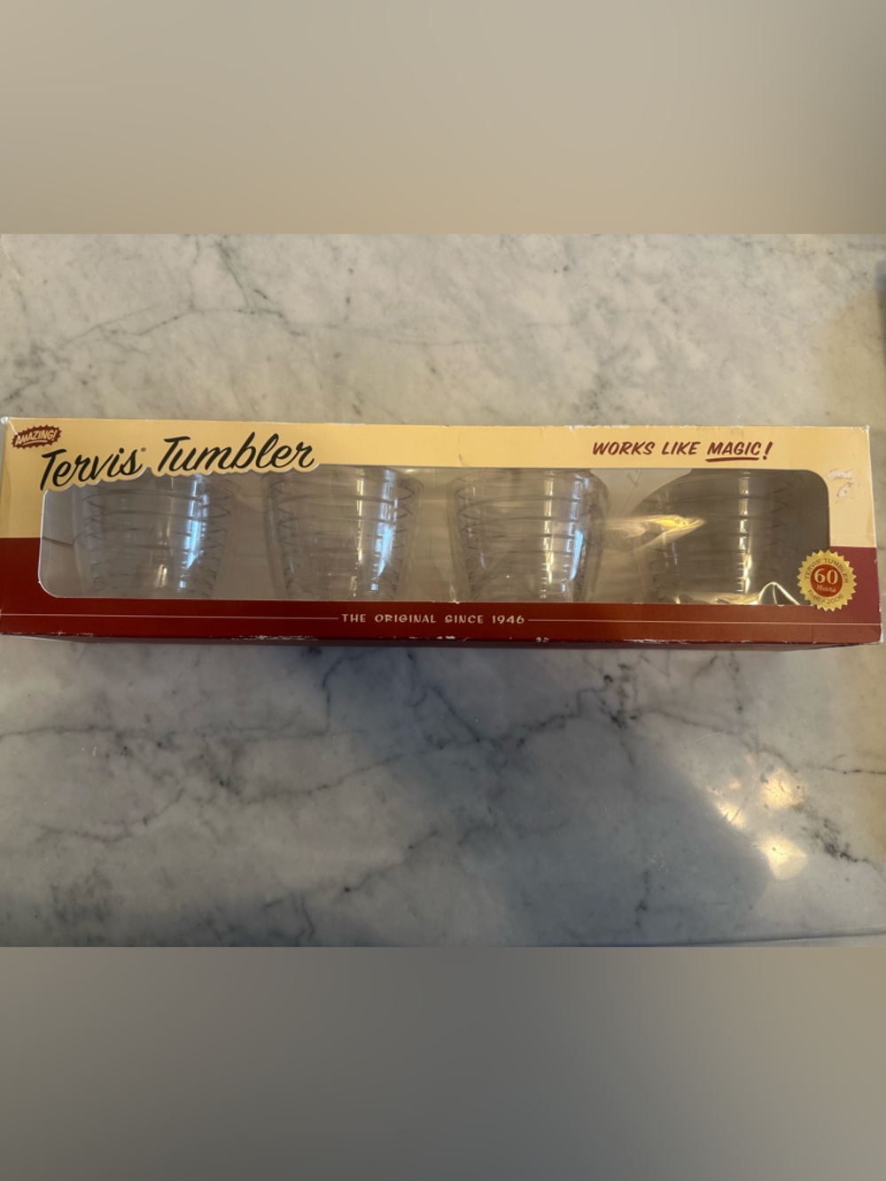 NEW Tervis Clear Tumblers 4-Pack Retro Box RETAIL $78 New in Box! Made in USA 🇺🇸
